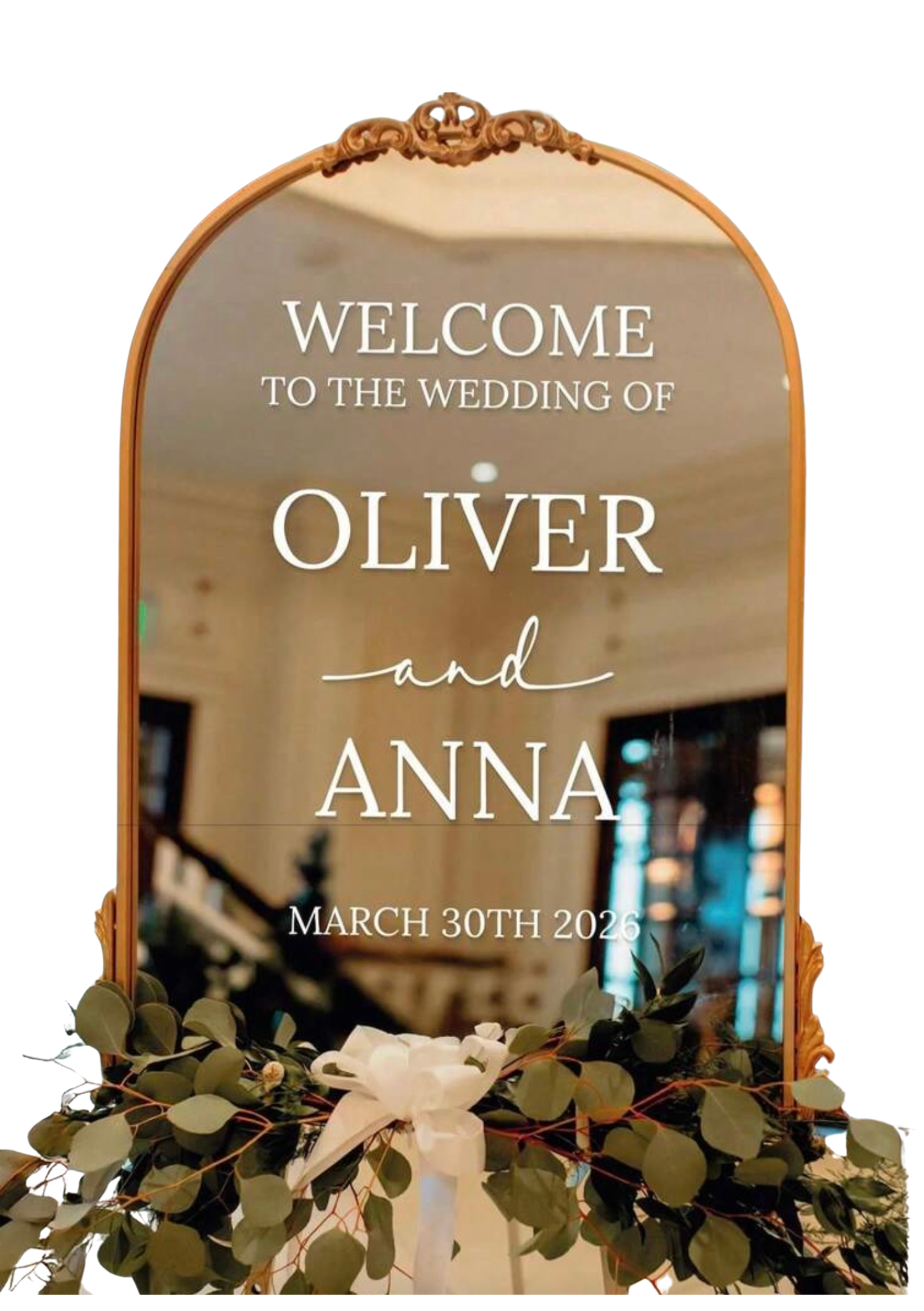 Customised Wedding Mirror Decal | Personalised Welcome Sign Vinyl Sticker for We
