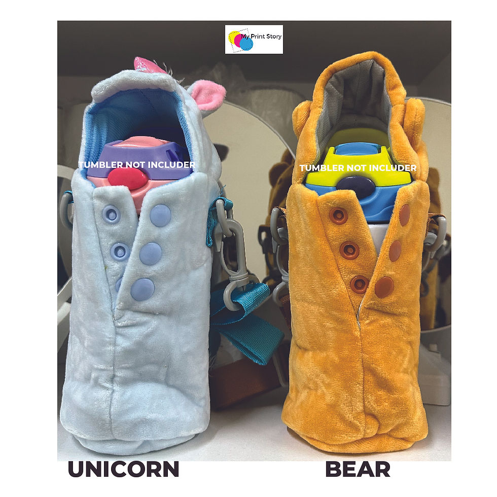 Thumbnail: Plush Toy Water Bottle Carrier with Strap for Kids – Free Personalized Name Prin