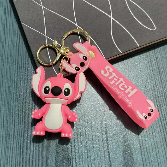 Thumbnail: Cute Stitch Keychain – Pink & Blue | Adorable Cartoon-Inspired Accessory