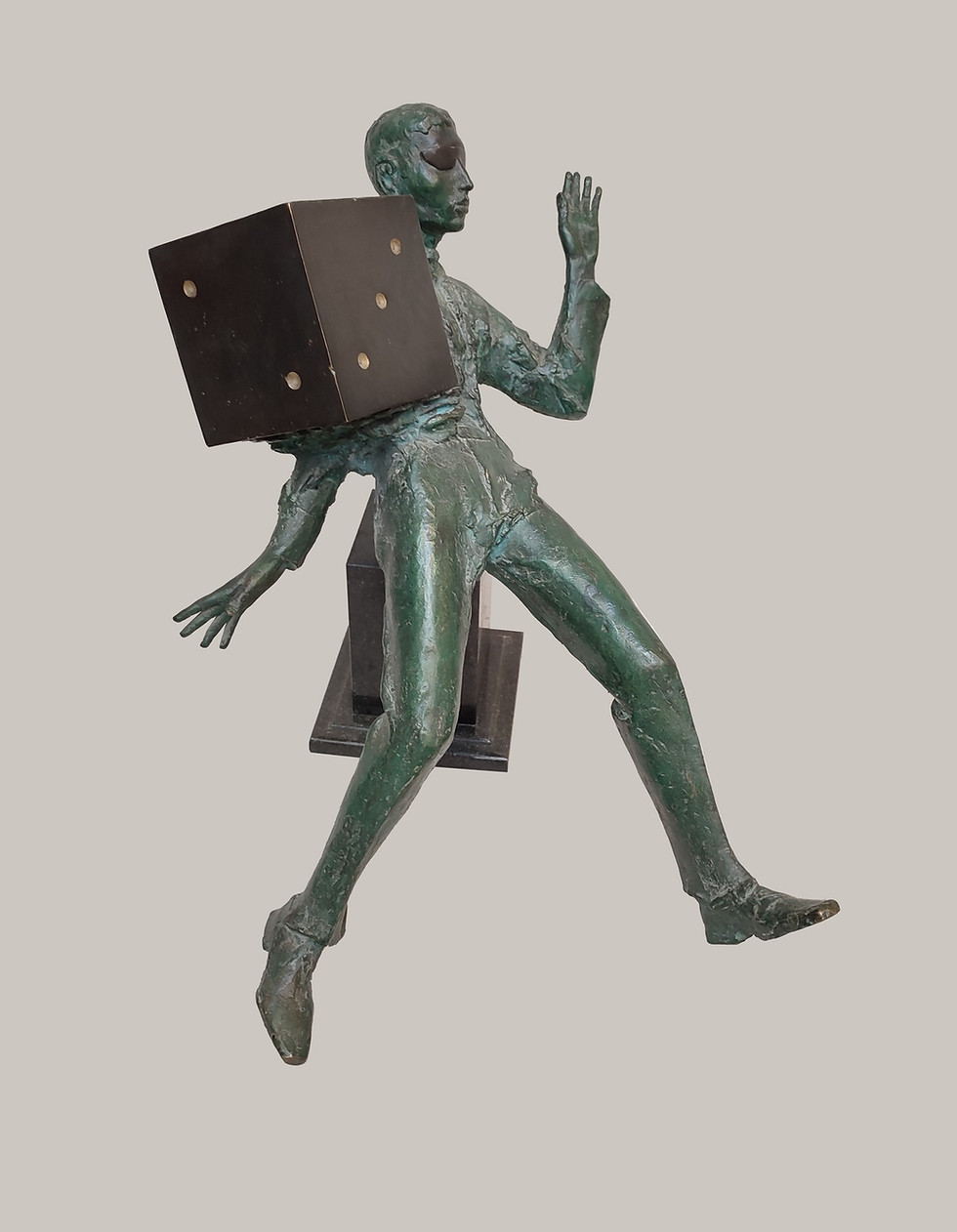 Thumbnail: "The Game of Fate", bronze, granite,1999, 72 W x 50 H x 50 D cm cm