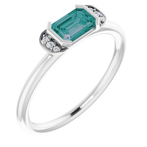 Platinum Lab-Grown Alexandrite & .02 CTW Natural Diamond Stackable Ring