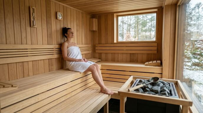 Sauna interioară de la MAX International Râșnov, inclusă în accesul de zi Wellness & SPA