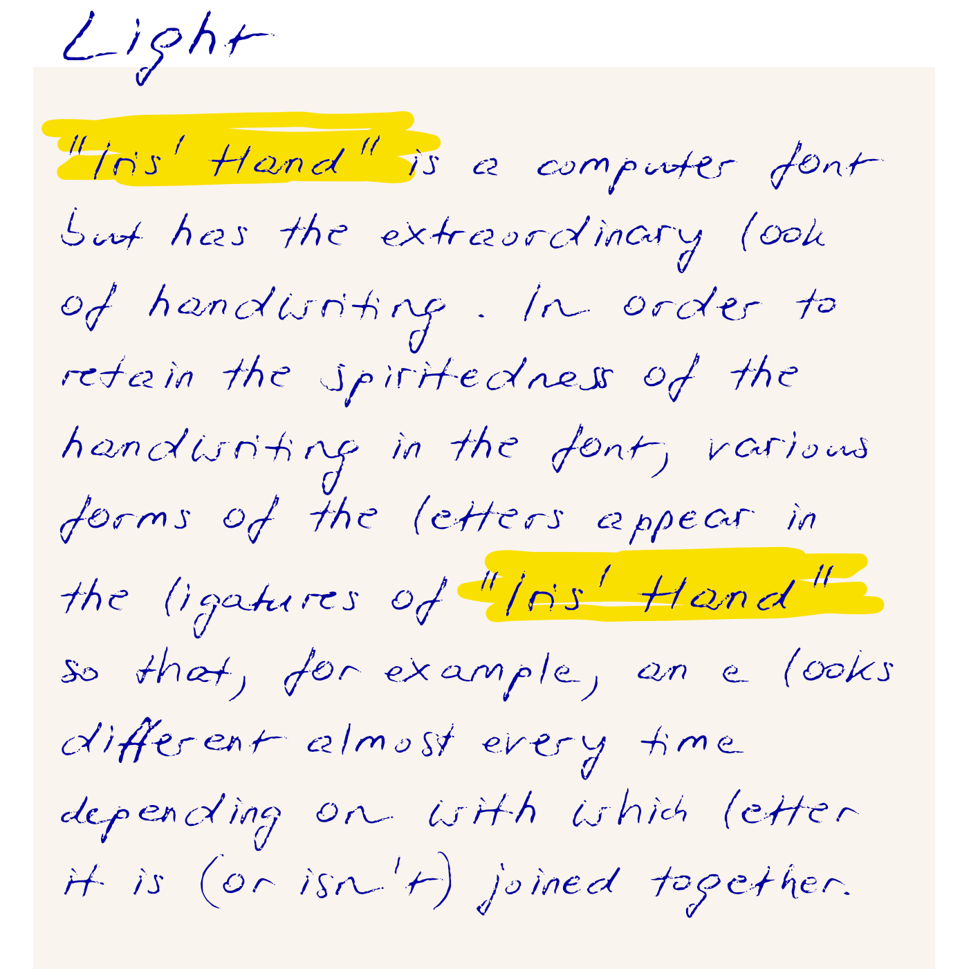 Iris Hand Mustertexte