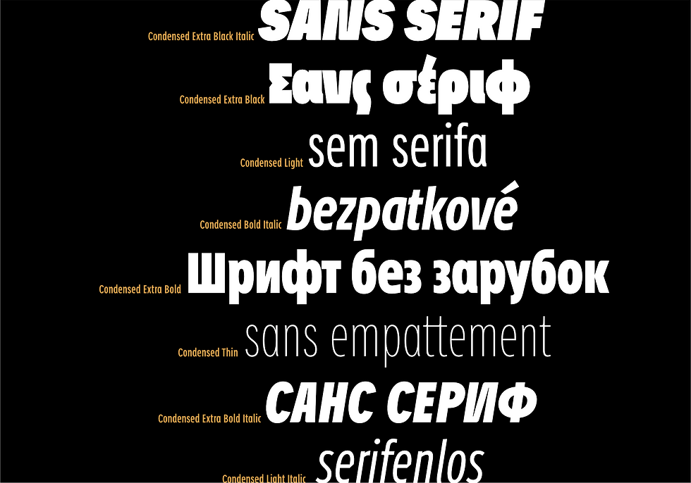 Thumbnail: ingoFonts Petermann condensed sans serif sample language support