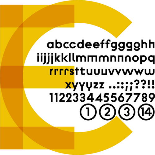 Constroke: the small letters and figures with alternates