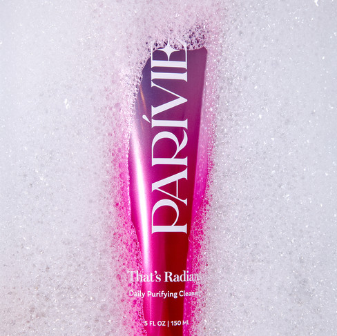 pink product with bubbly background