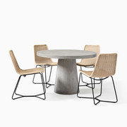 Outdoor Pedestal 44" Bistro Table & 4 Slope Dining Chair Set