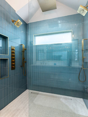 Walk-in shower remodel modern tile design in Orlando