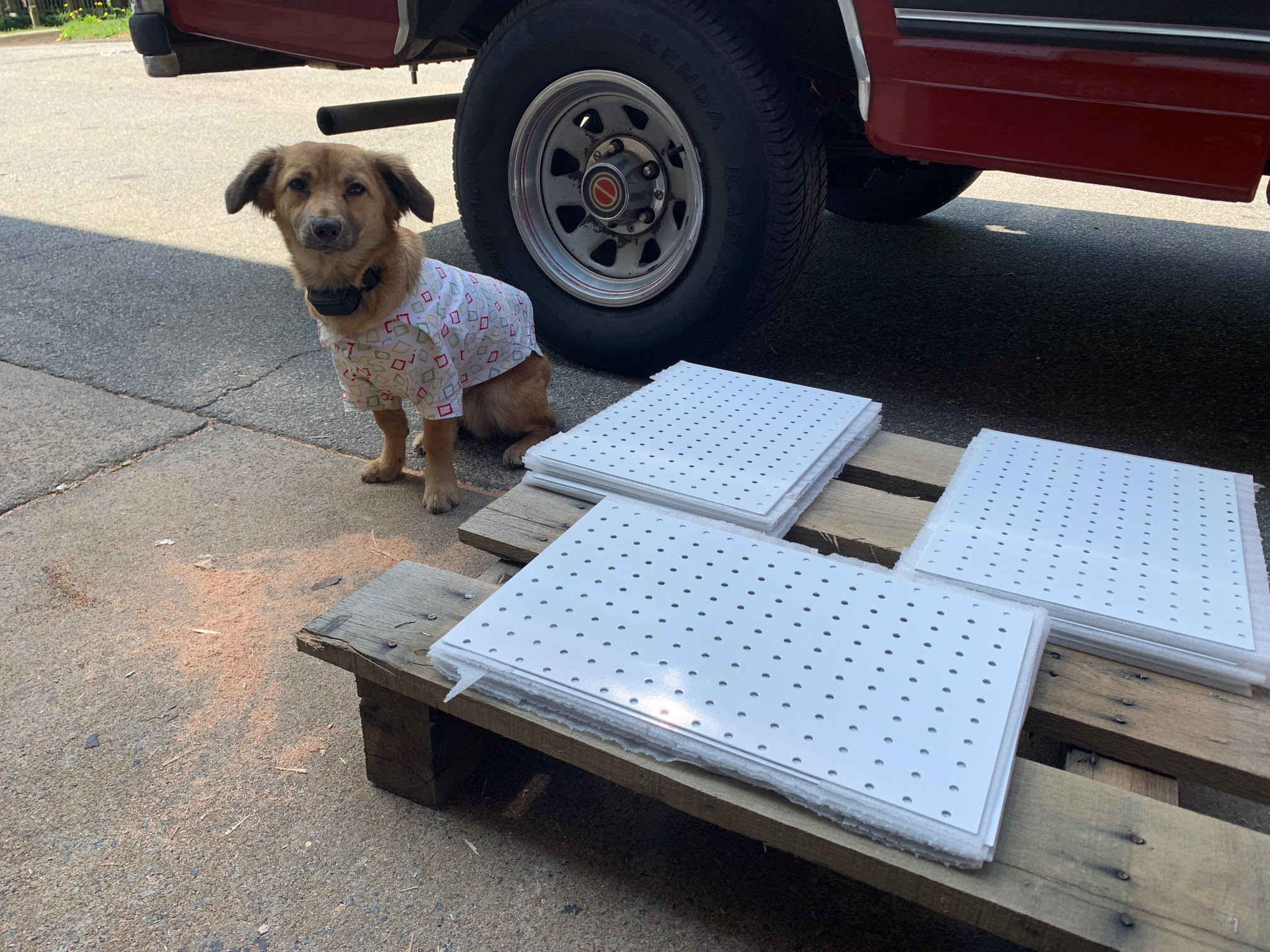 Powder coated perforated shelves