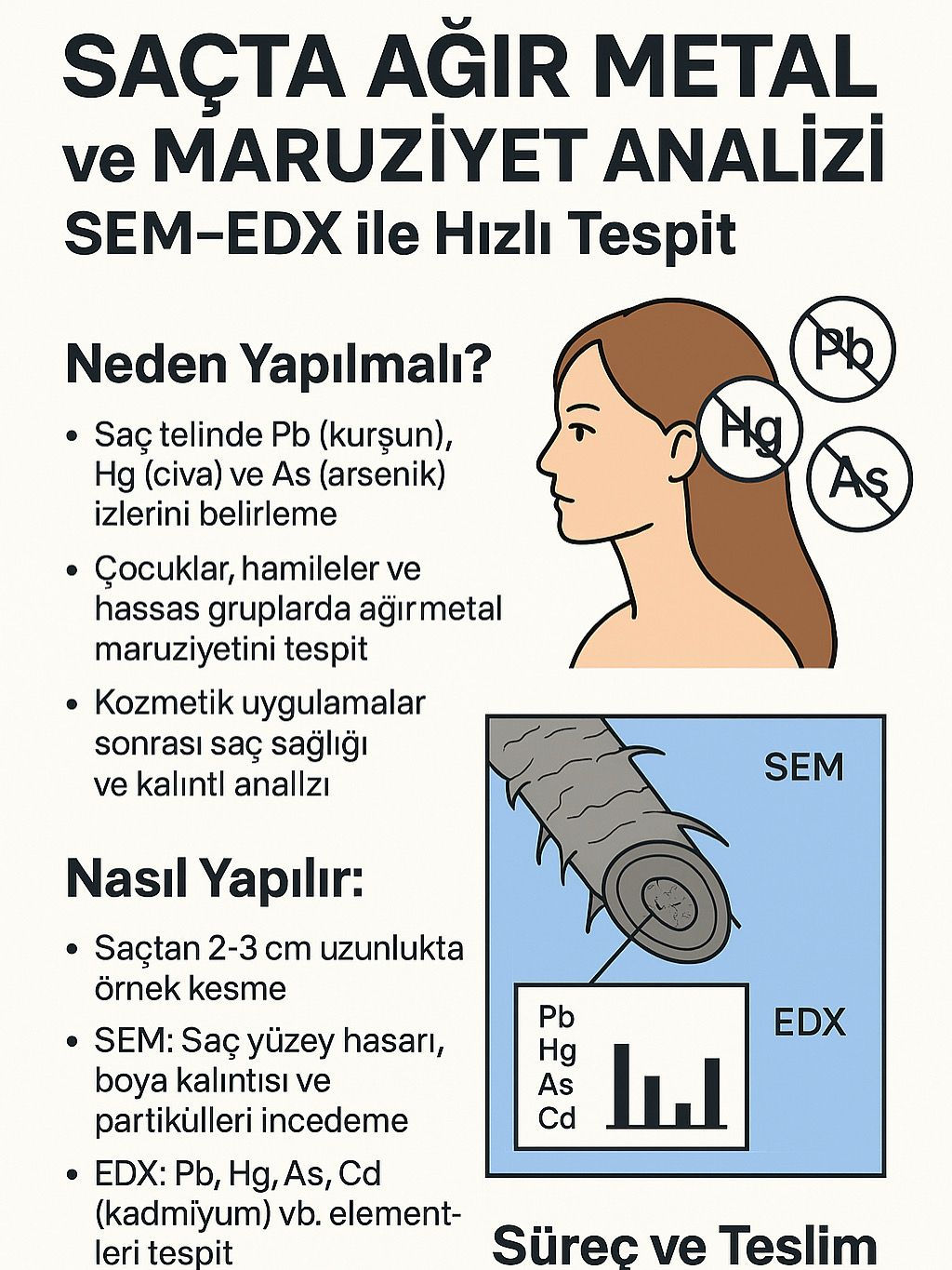 Saç analizi: Yüksek çözünürlüklü SEM-EDX tarama ile hızlı saç teşhisi
