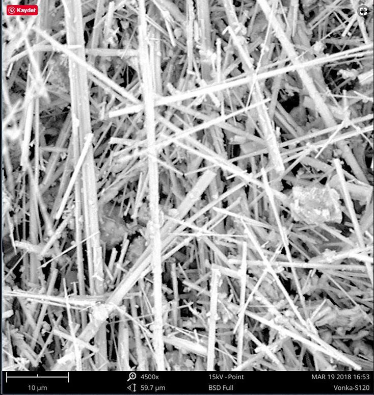 sem ile asbest analizi sırasında çekilen görüntü