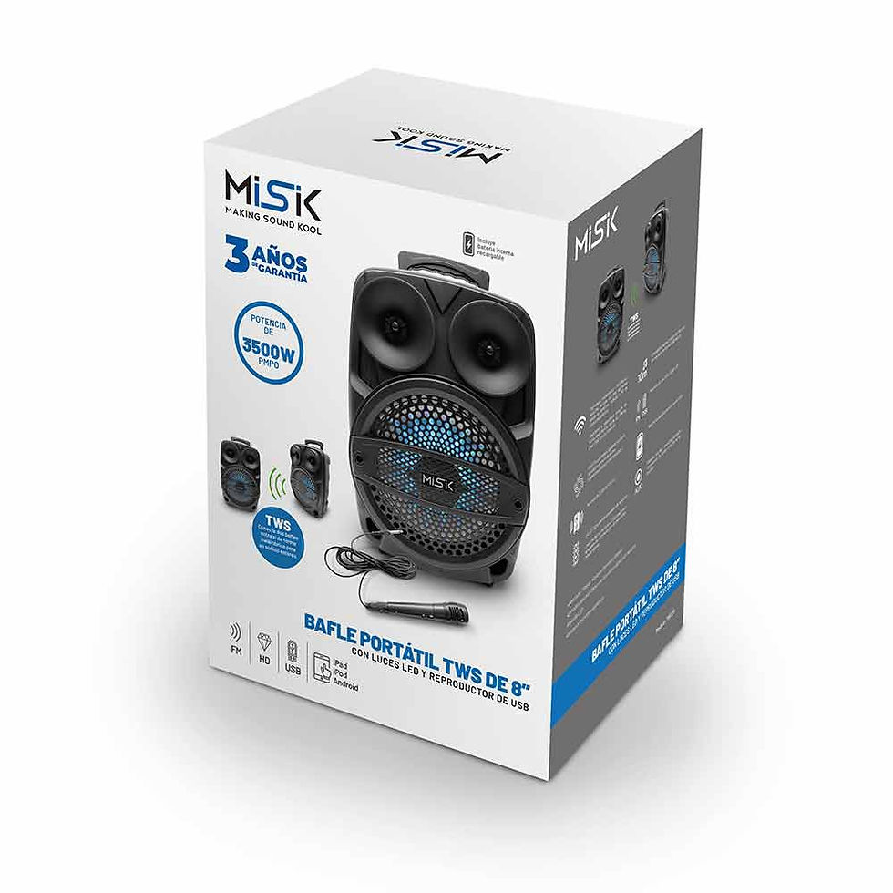 Miniatura: BOCINA MISIK MB128, 8 PULGADAS, RECARGABLE, BLUETOOTH, USB, TWS PANTALLA
