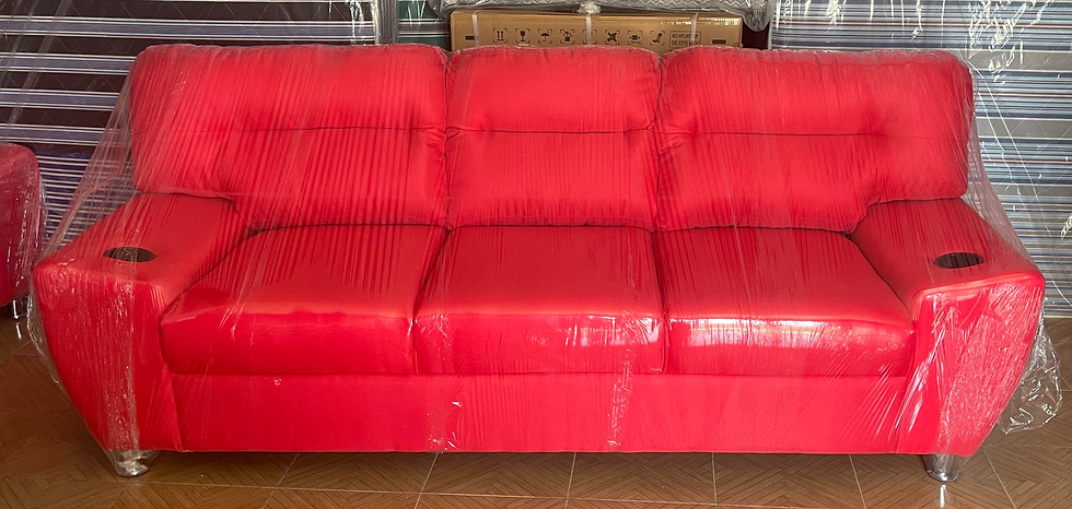 Miniatura: JUEGO DE SALA GRANDE DE TELA ACOJINADA CON RESPALDOS INTEGRADOS Y PORTAVASOS
