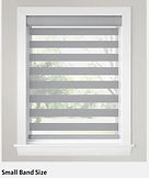 Small-band zebra shades in Tulsa Oklahoma with narrow alternating light-filtering and sheer bands for sleek modern window coverings