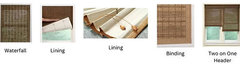 Natural wood and woven wood shade upgrades including liners, valances, edge binding, and two-on-one headrail options for North Texas homes and businesses