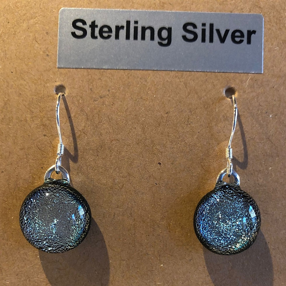 Earrings - round dichroic - silver