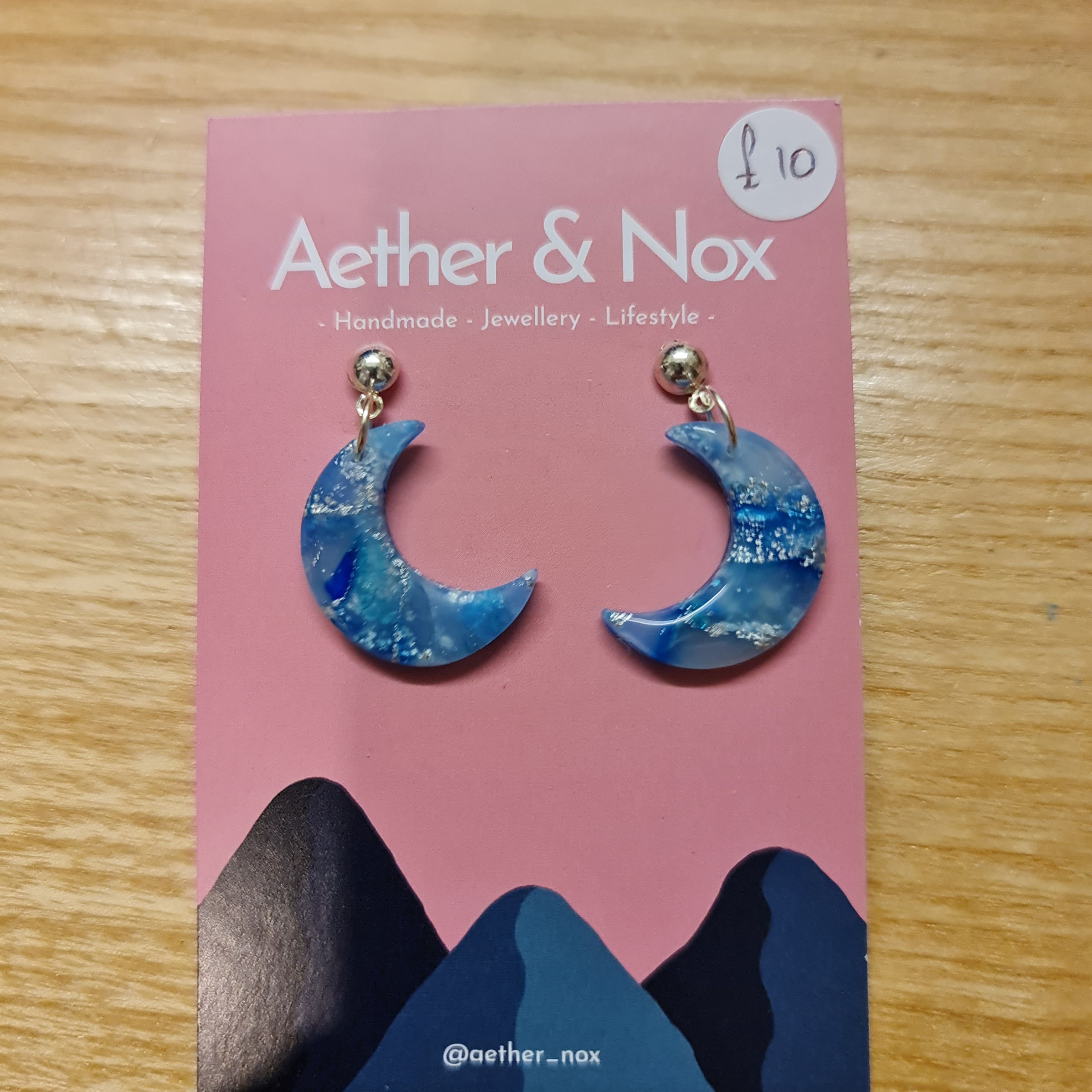 Silver Stud With Moon Charm