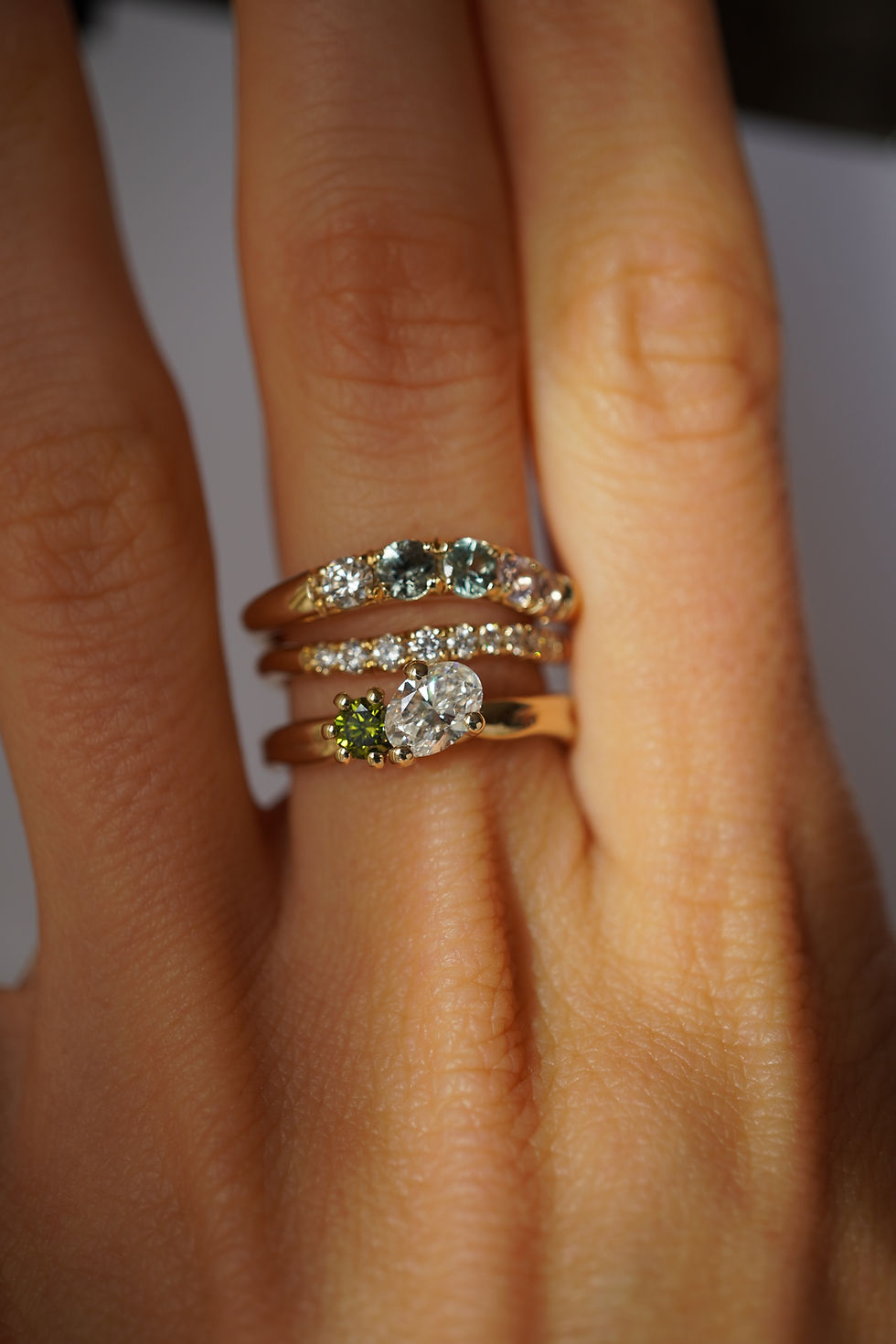 Thumbnail: diamonds and sapphire in a curvy ring