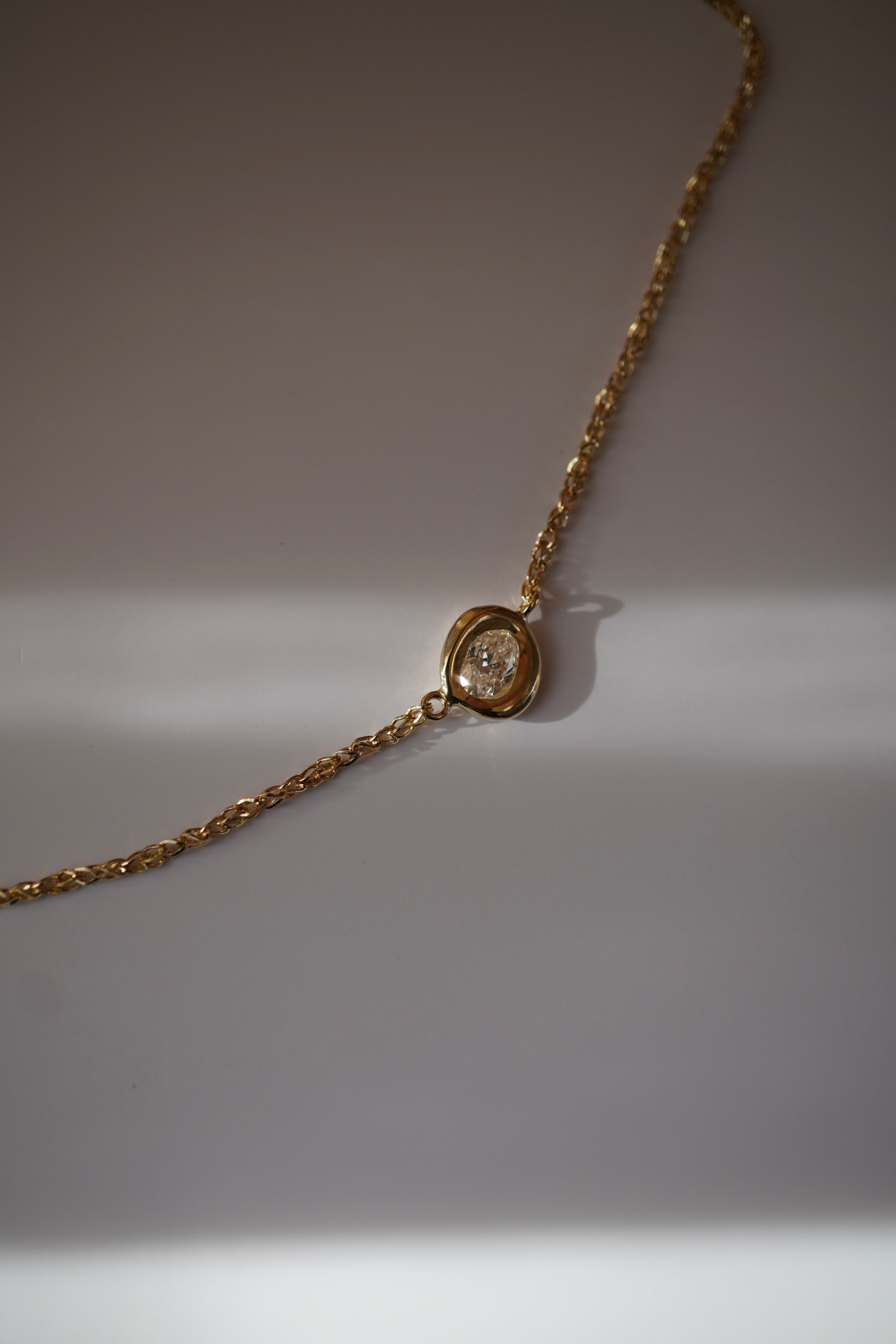 oval diamond in baby branch necklace