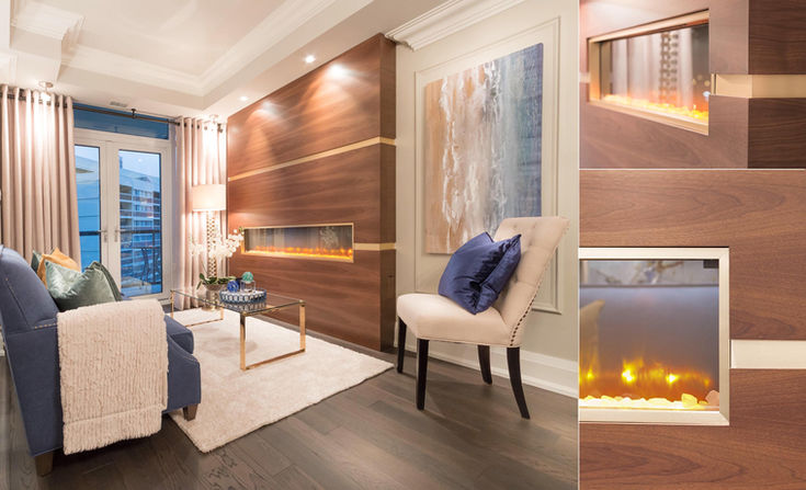 Close up of walnut feature by top Oakville designer.