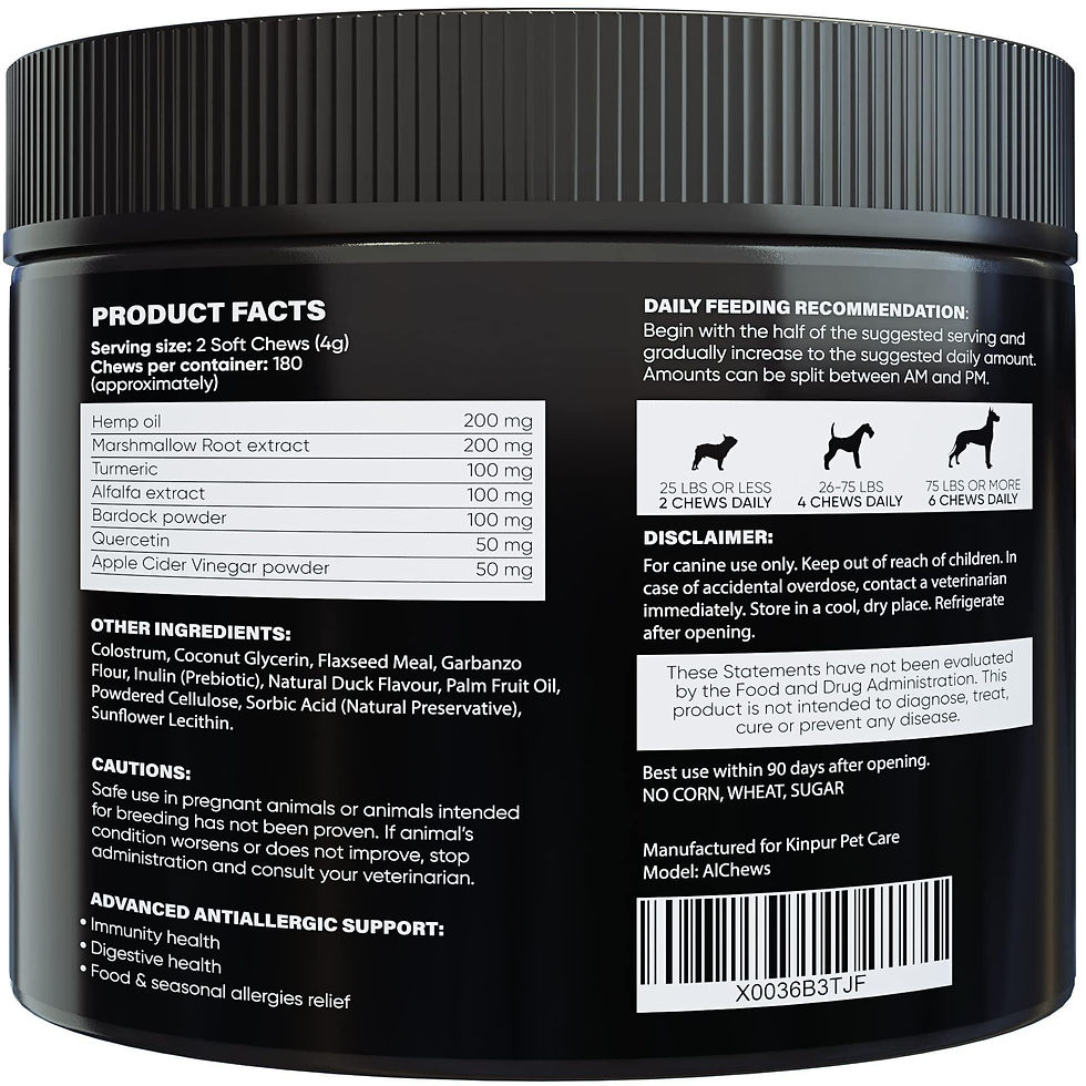 Thumbnail: Natural Dog Allergy Chews with Omega Probiotics Apple Cider Vinegar 180 Chews