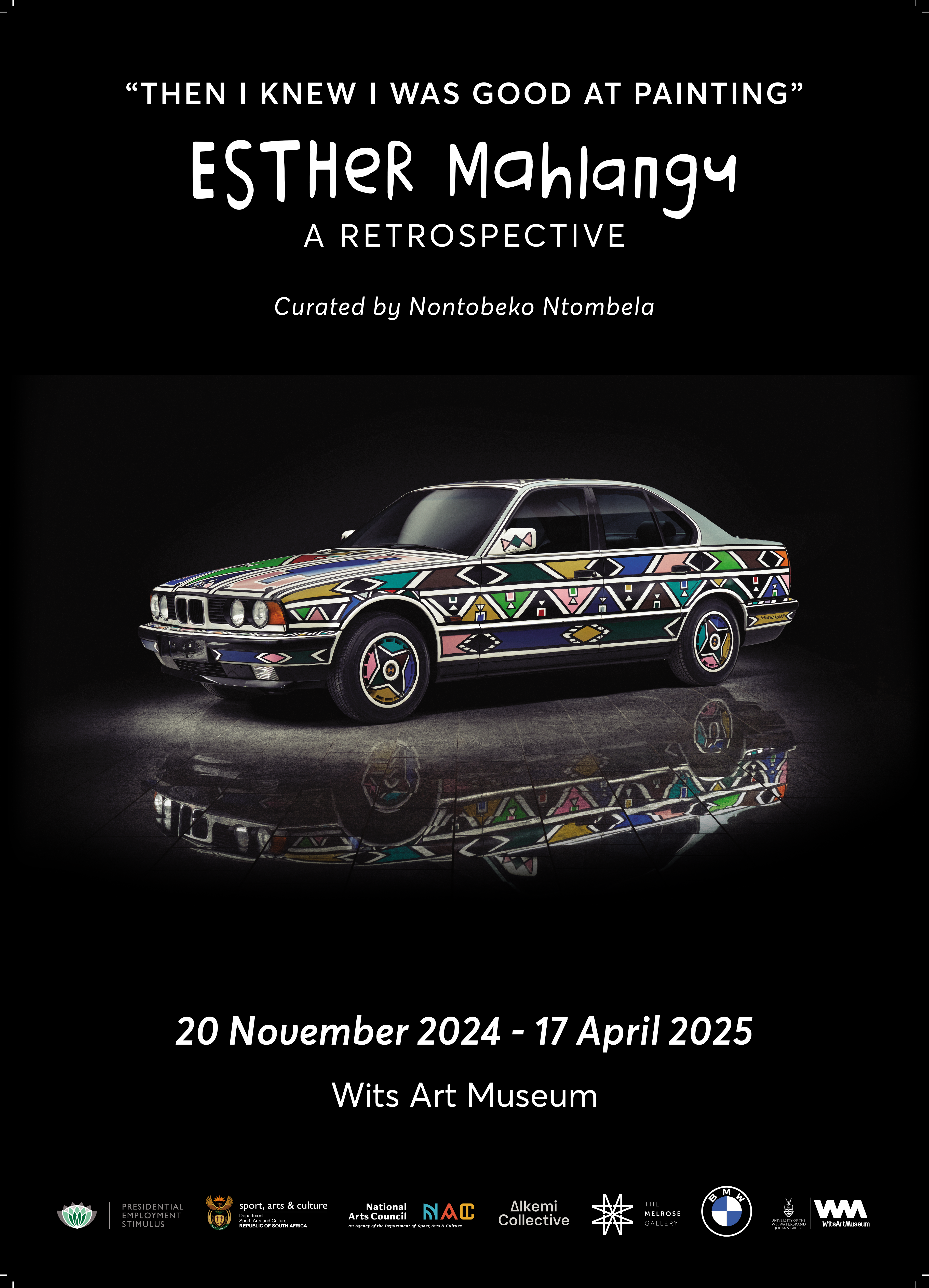 The BMW 525i Art Car hand-painted by Dr Esther Mahlangu with traditional Ndebele geometric motifs