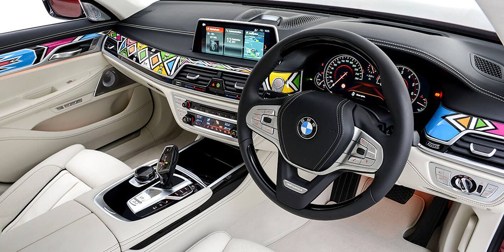 BMW Individual 7 Series refined by Dr Esther Mahlangu with Ndebele patterns on the interior wood trim, 2016