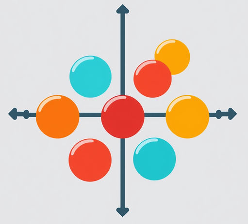 A colorful representation of the Importance-Urgency Matrix, illustrating various tasks categorized by their level of priority and immediacy.