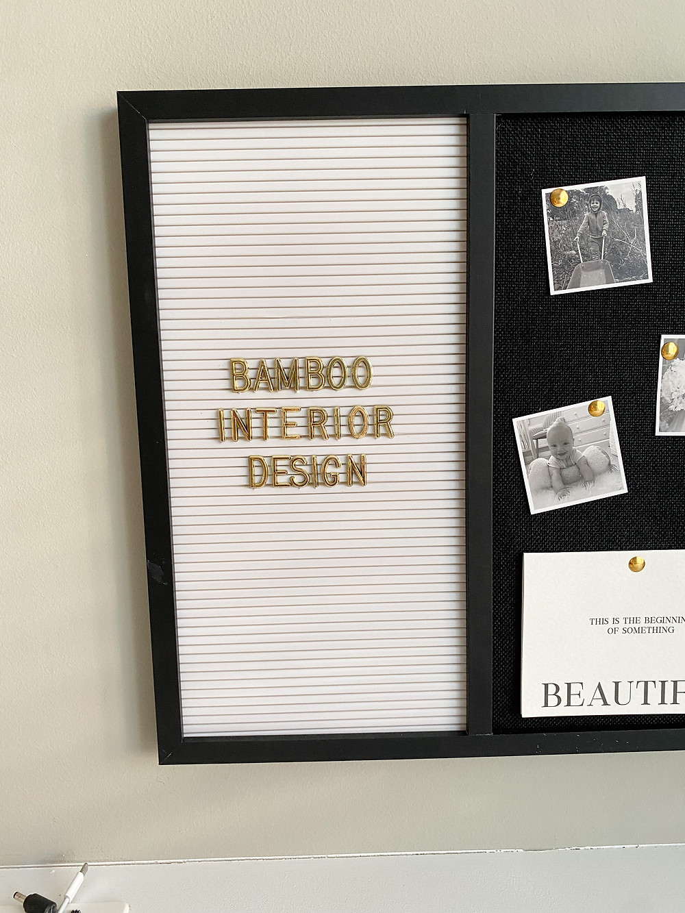 Bamboo Interior Design notice board for those all important notes!