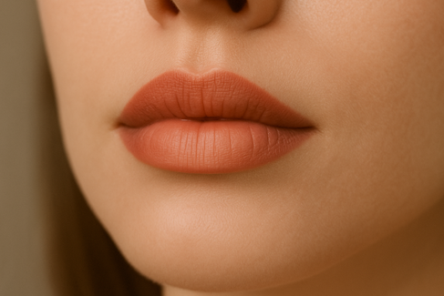 Labios con efecto degradado ombré en tonos nude y rosado.