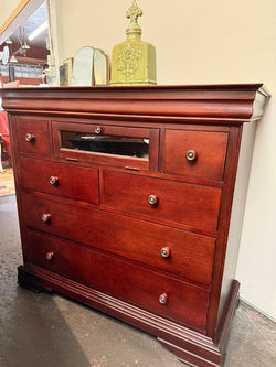 dresser with media shelf