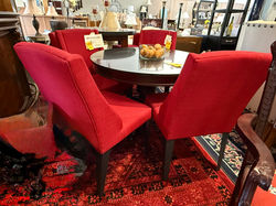 Dining table Stone top with red chairs