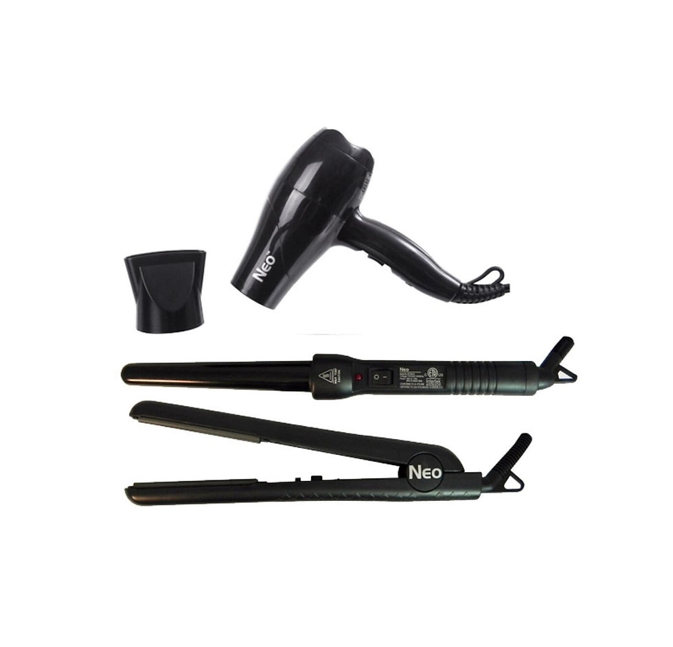 Thumbnail: Neo Hair Styling Set with Hair Straightener + Curling Iron Wand + Mini Dryer