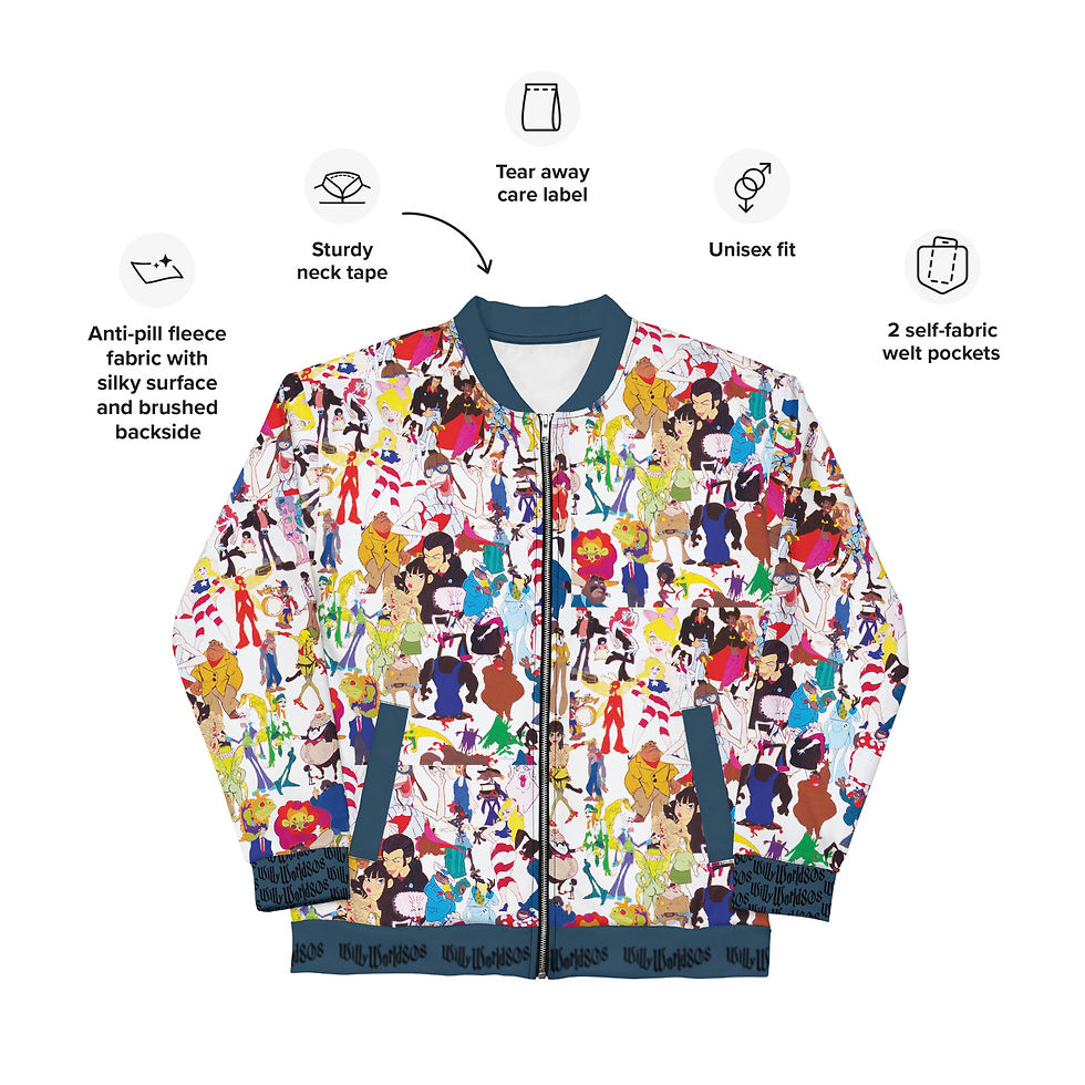 Thumbnail: Bakshi Collage Unisex Bomber Jacket - WillyWorld 808 Exclusive