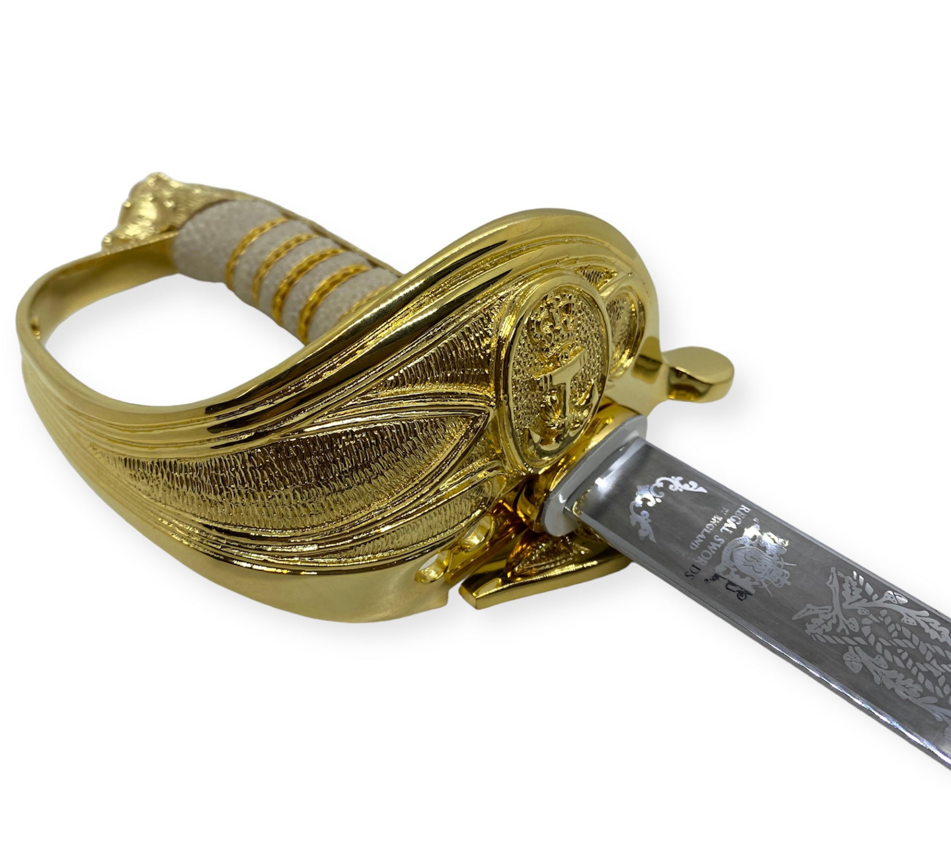 Elizabeth II British Royal Navy Officers Sword and Scabbard - Gold Plated