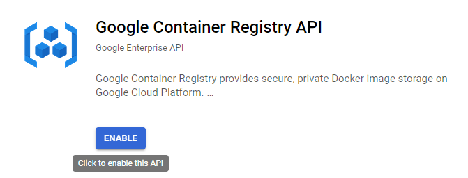 Container Registry API, Enable, Disable.