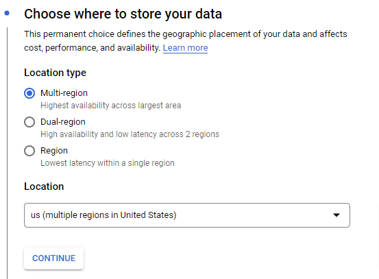 Google Cloud Storage Bucket, region, dual-region, multi-region, location, us, store data