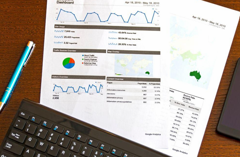 Google Analytics 4 reporting and conversion tracking data used to measure marketing campaigns and improve ROI