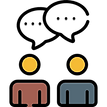 Two people talking