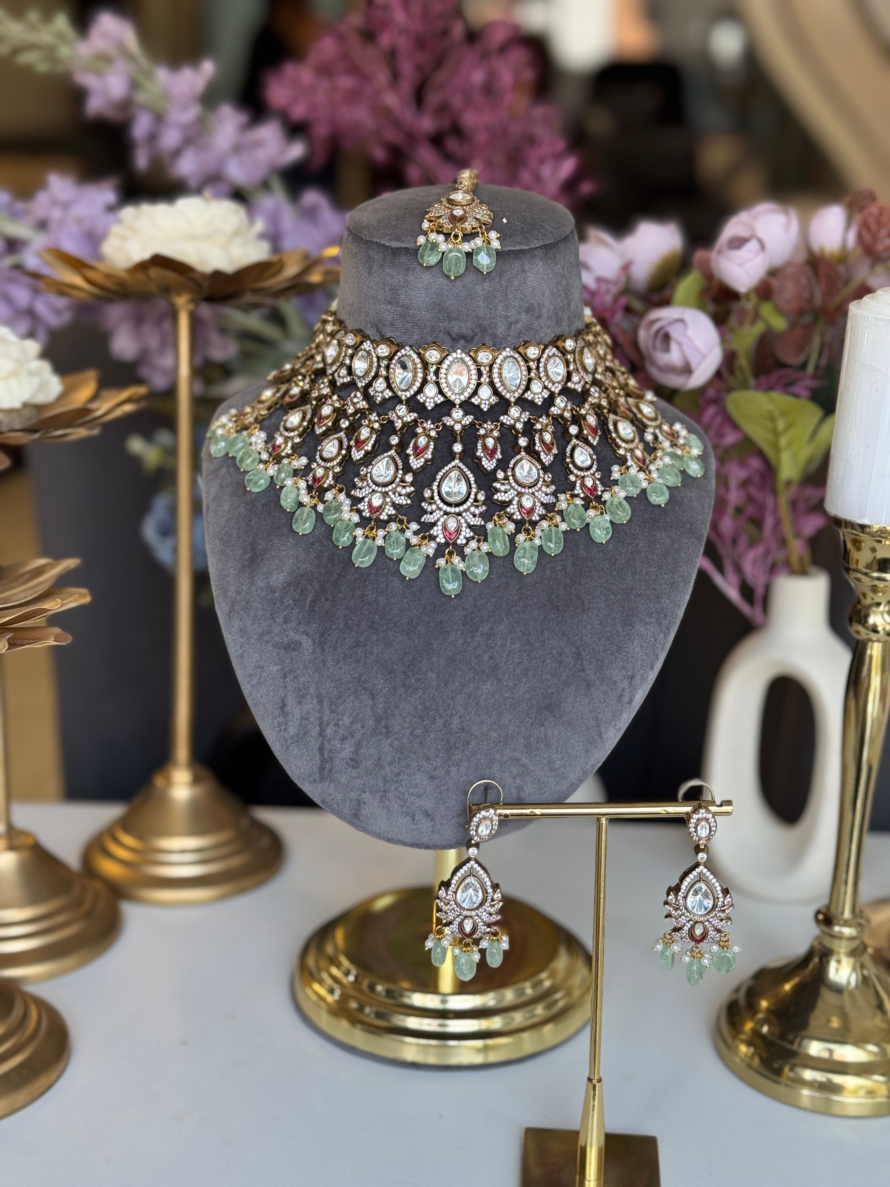 Zehra Emerald Royale bridal Choker Set