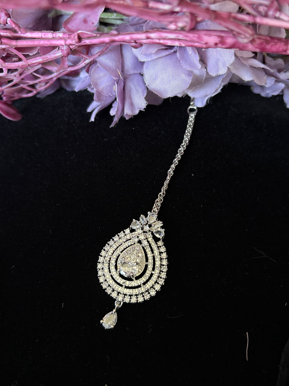 Thumbnail: Pear Drop Diamond Bridal Ensemble AD Jewellery Set