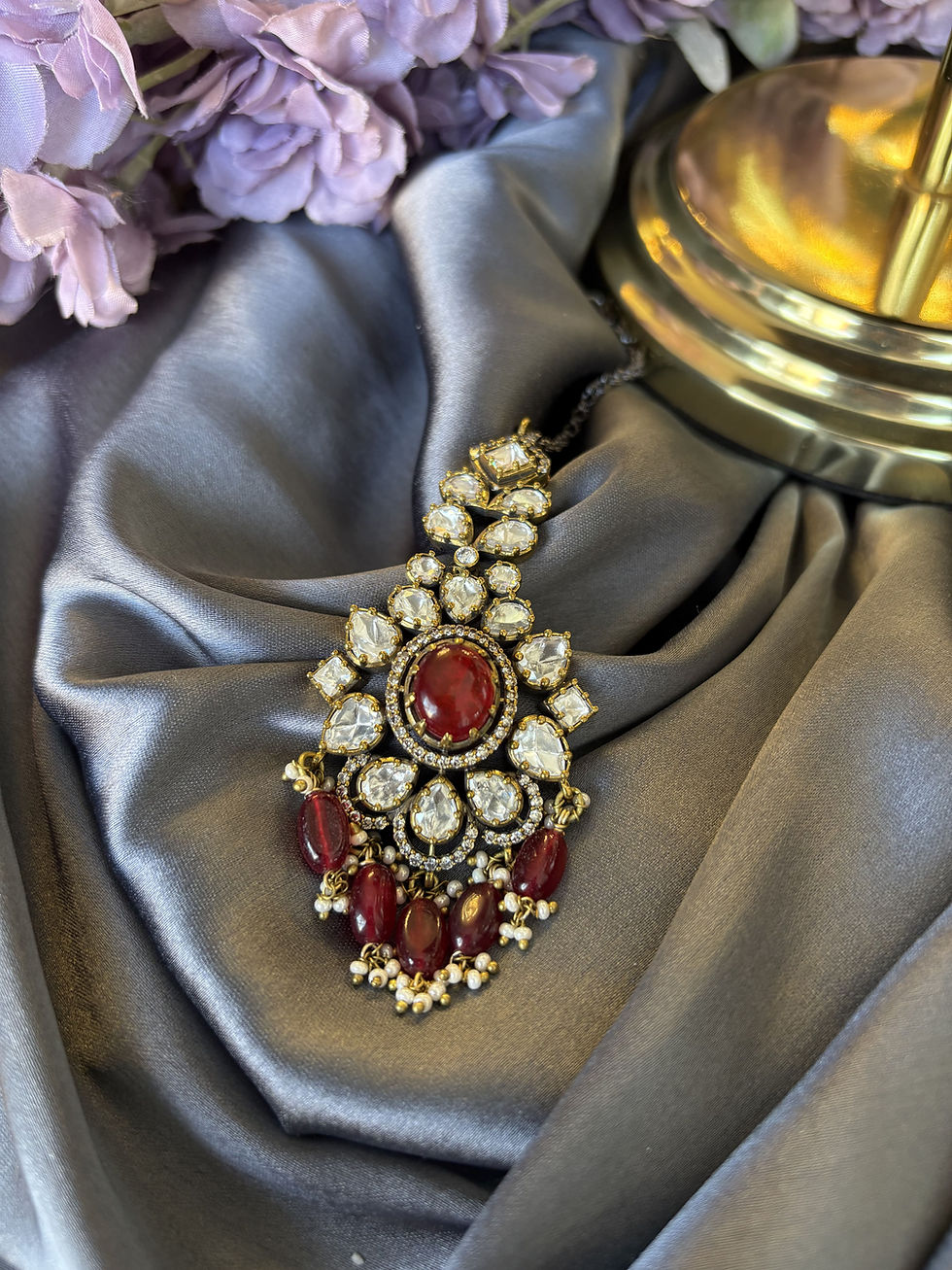 Thumbnail: The Royal Meenakari Ruby Polki Set