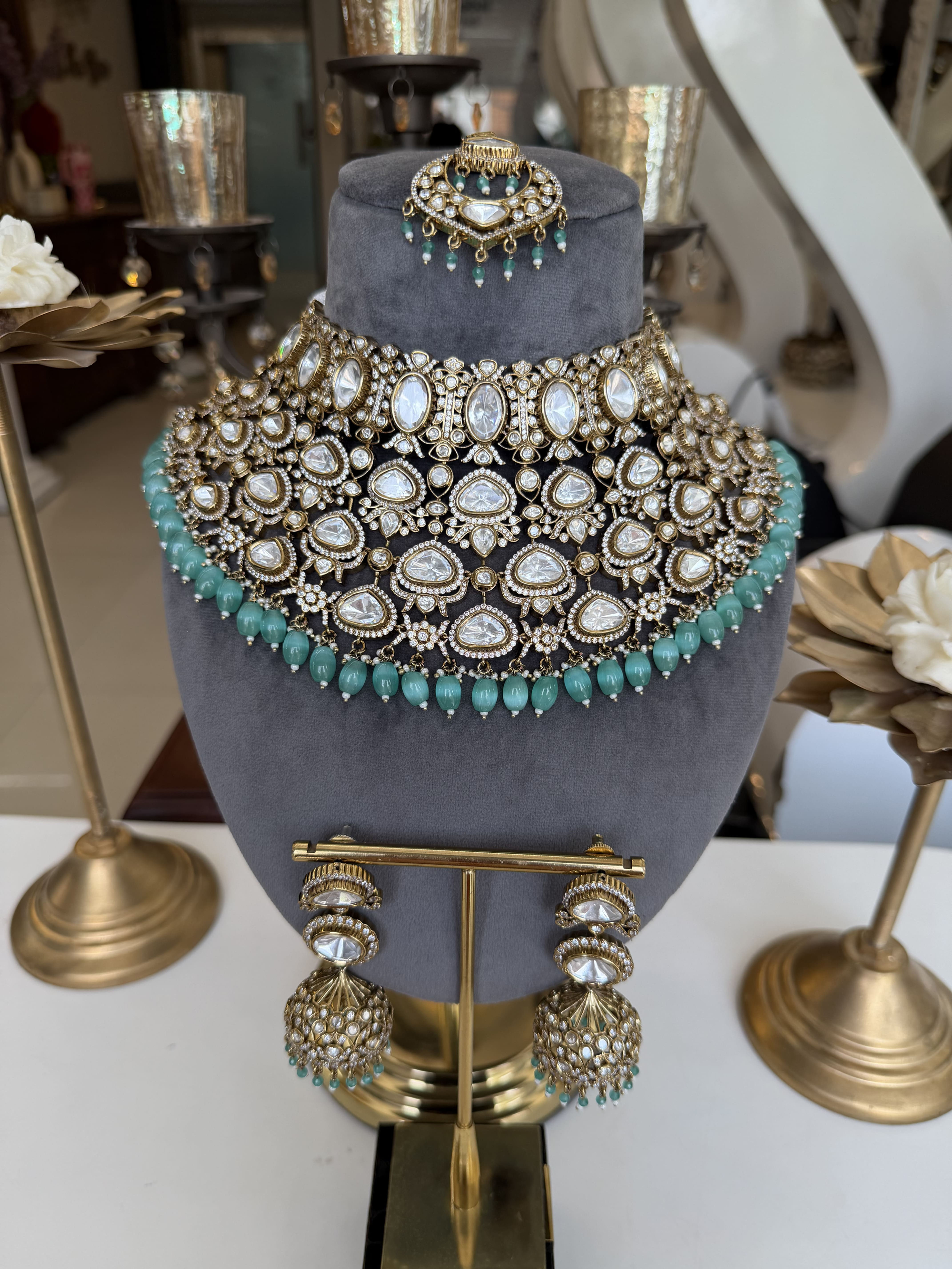 Aqua Mehar Kundan Set