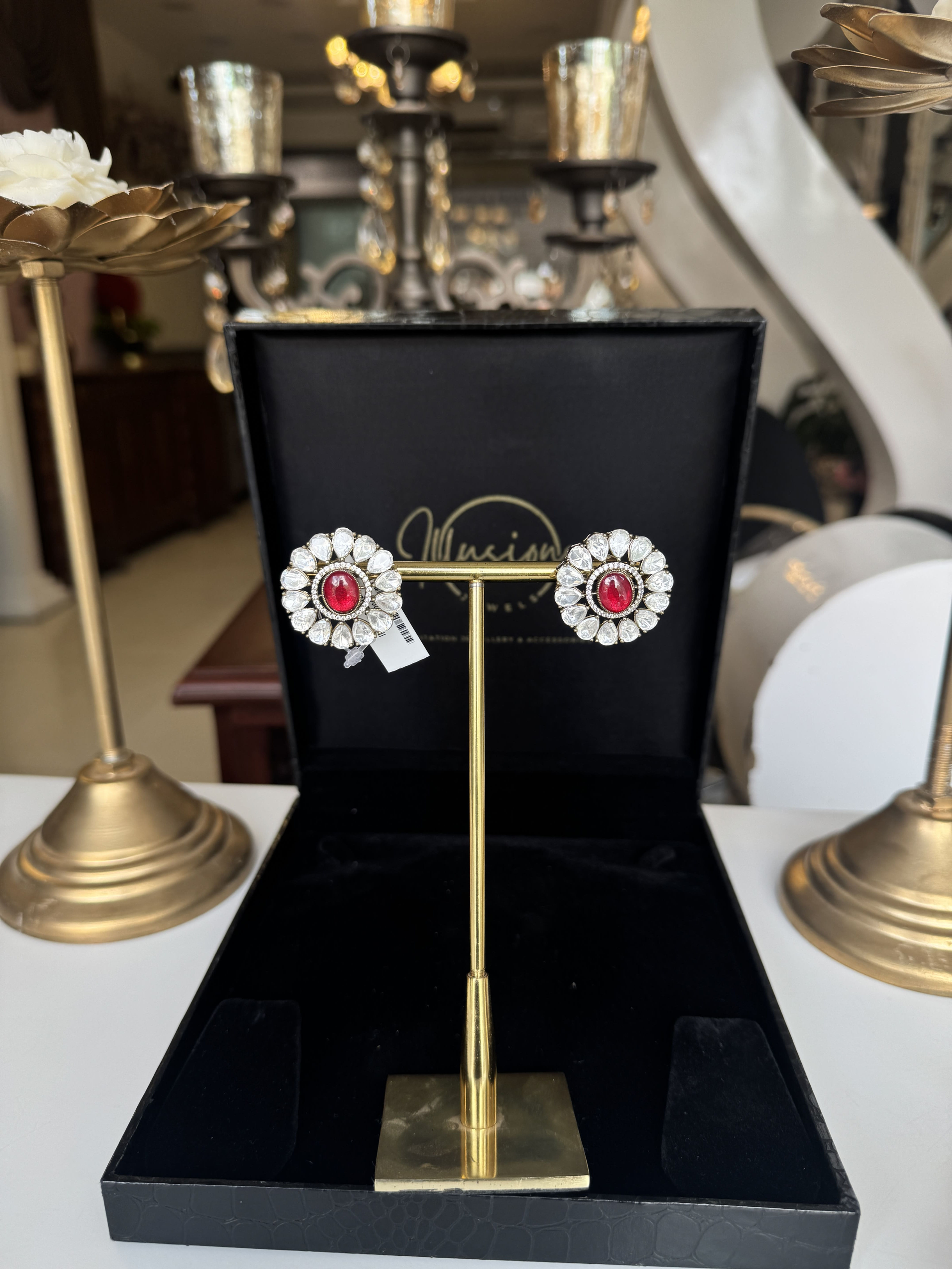Ruby Noor Polki Halo Studs