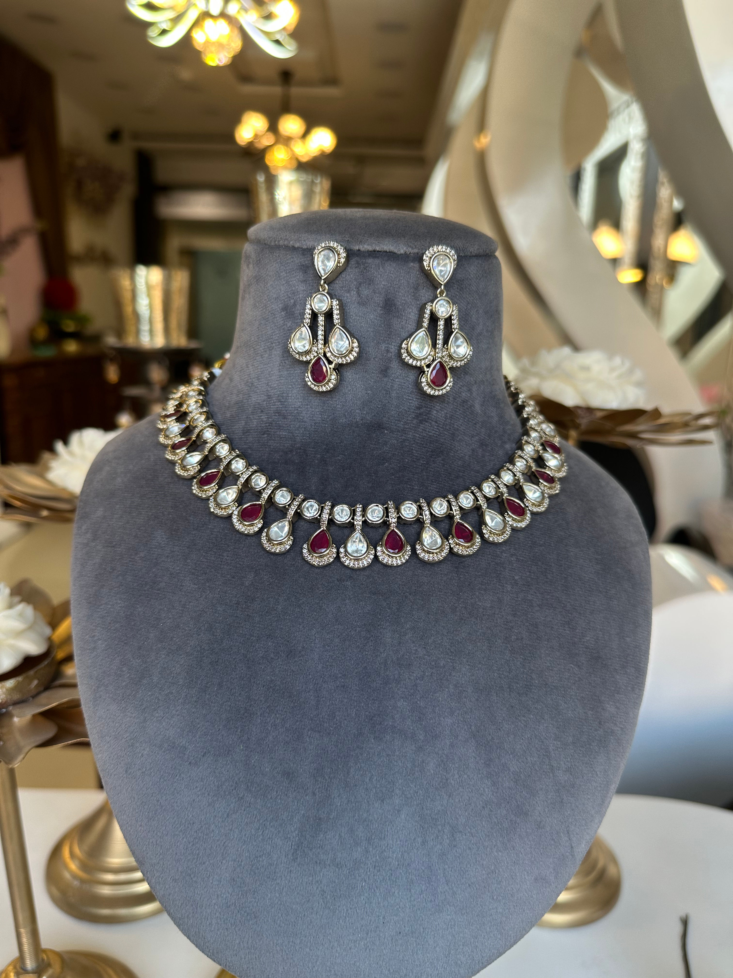 Ruby Noor Kundan Choker Set