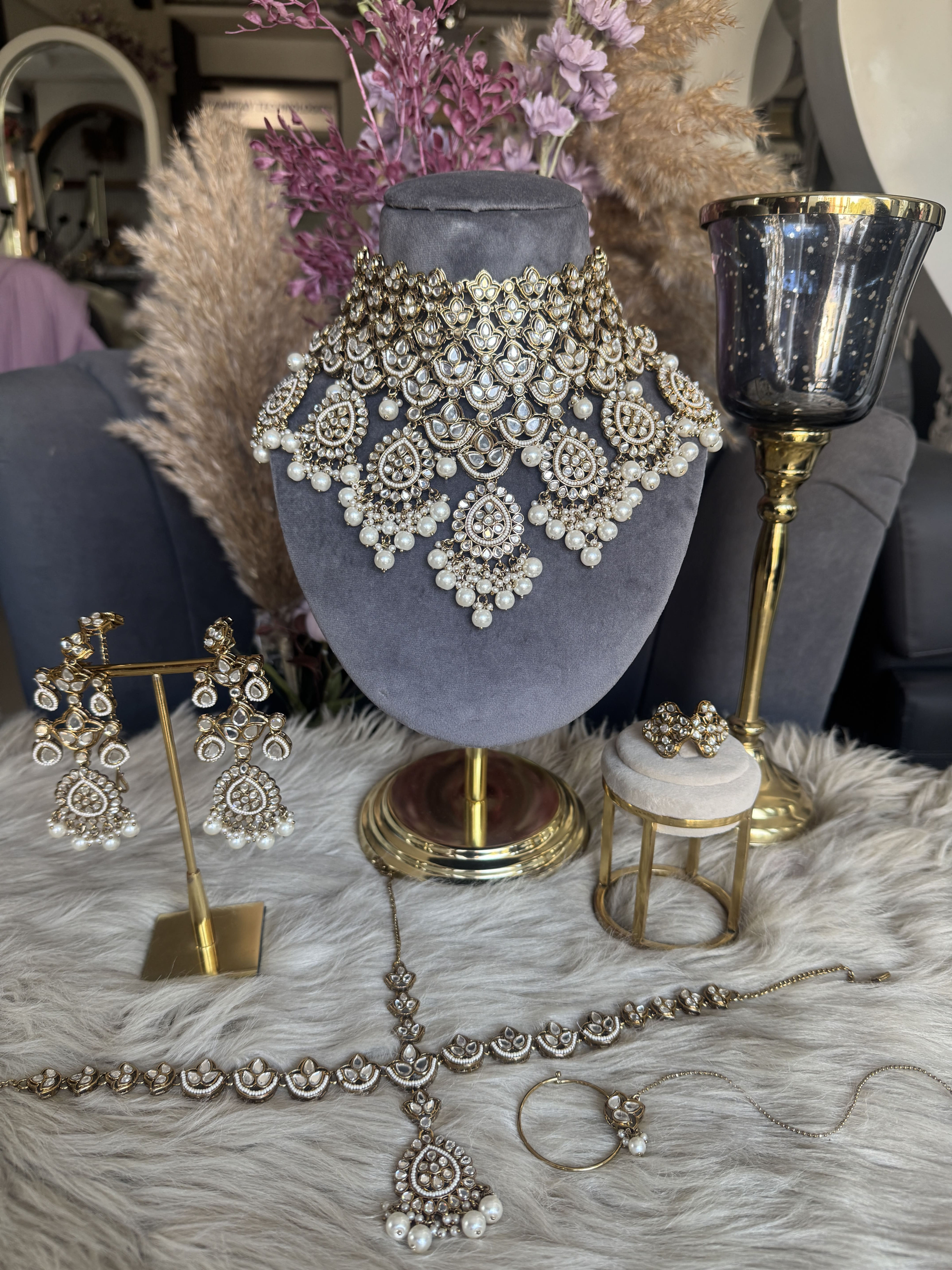 Pearl Cascade Kundan Choker Ensemble