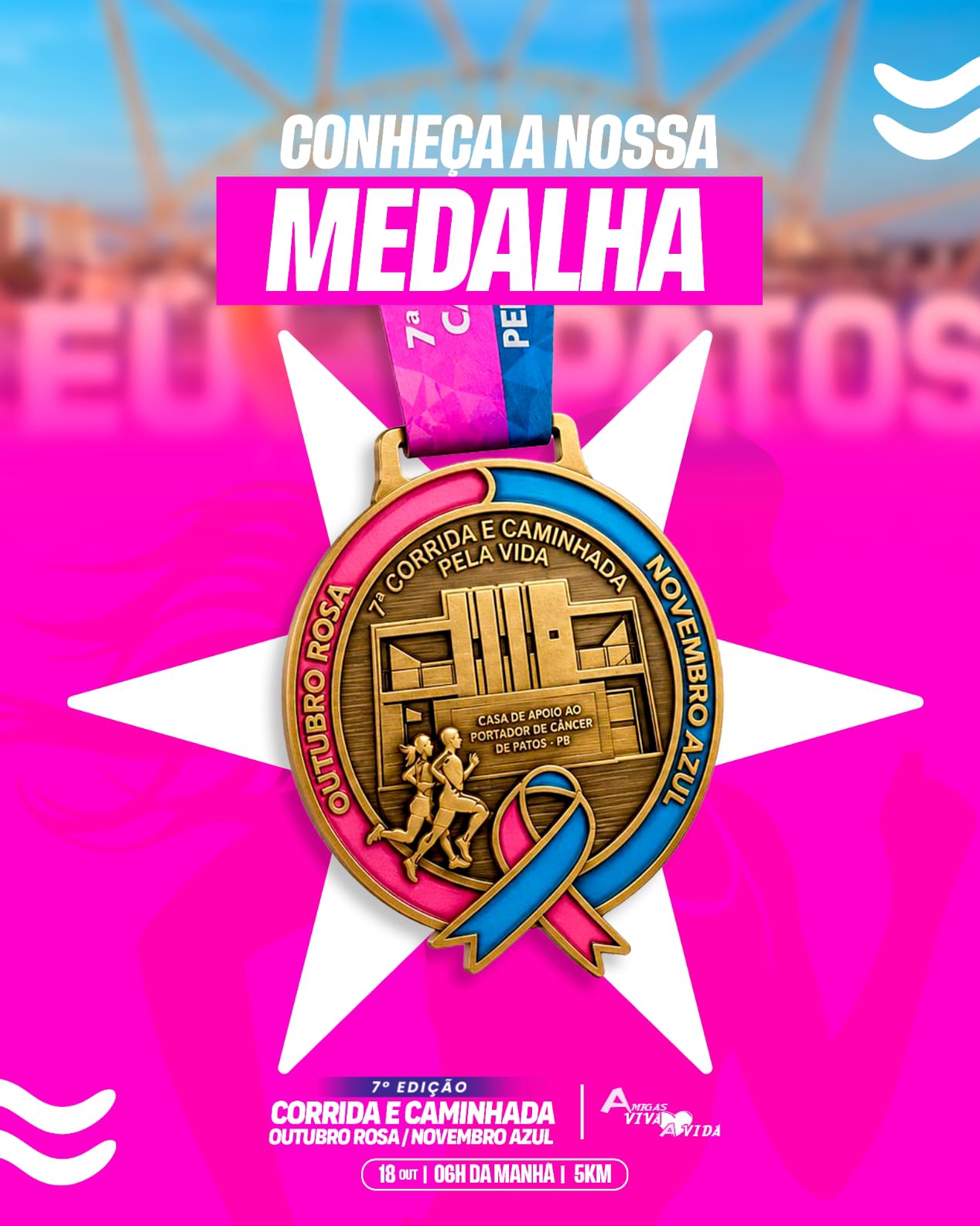 Cartaz de divulgação da prova 7ª Corrida e Caminhada Outubro Rosa Novembro Azul
