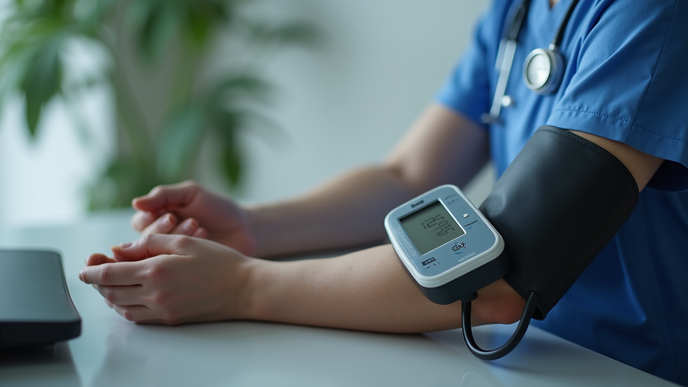 close-up of ambulatory blood pressure monitor on arm