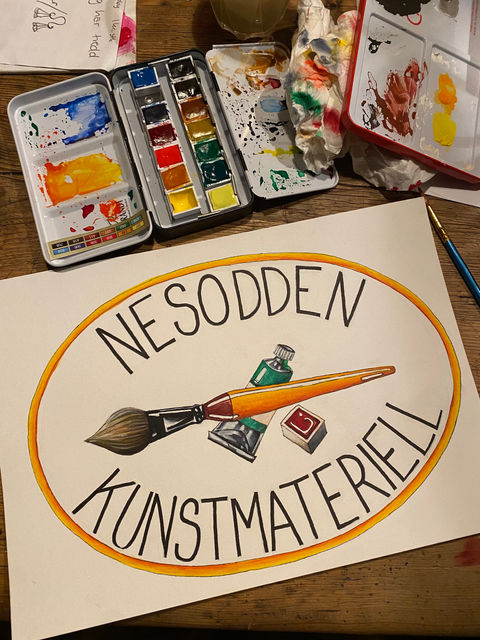 malt logo til butikken i akvarell