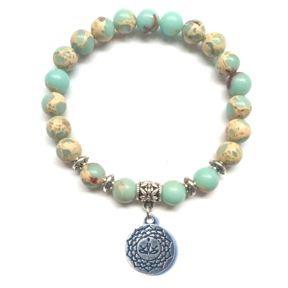 Yoga Pendant Volcanic Lava Bracelet with Pine Stone
